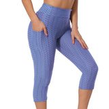 Legging court anti cellulite femme violet gros plan