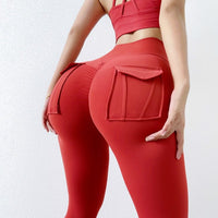Legging gainant rouge avec poche arrière