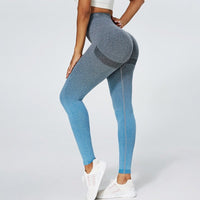 vue de profil Legging minceur gainant gris et bleu