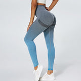 vue de profil Legging minceur gainant gris et bleu