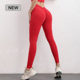Vue arrière d'une femme qui porte un Legging super moulant rouge