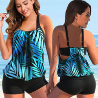 Maillot de bain cache ventre bleu fleurie