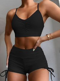 Maillot de Bain Gainant deux Pièces Taille Haute noir