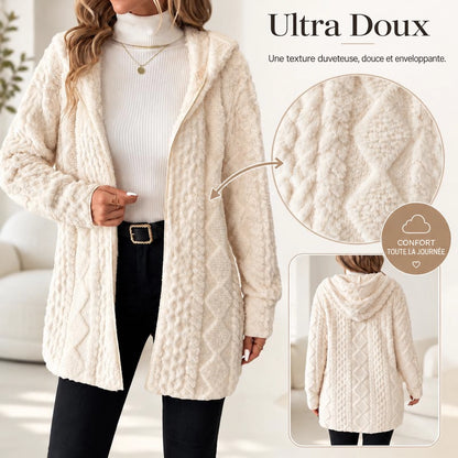Cardigan Long Femme Velours Doublé Automne Hiver