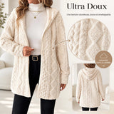Cardigan Long Femme Velours Doublé Automne Hiver