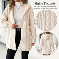 Cardigan Long Femme Velours Doublé Automne Hiver