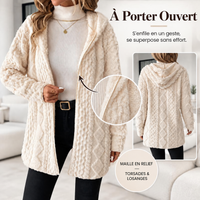 Cardigan Long Femme Velours Doublé Automne Hiver