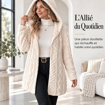 Cardigan Long Femme Velours Doublé Automne Hiver