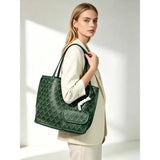 Sac tote bag femme cuir PU matelassé vert grand format – Vert