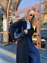 Women's long knit cardigan with open drape front 10