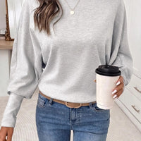 T-shirt femme manches chauve-souris col rond beige 3