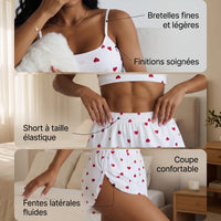 Ensemble Pyjama Débardeur et Short Motif Cœur