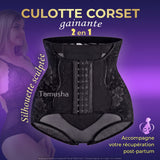 Culotte Corset Taille Haute avec Laçage Frontal Noir