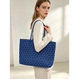 Sac tote bag femme cuir PU matelassé vert grand format – Bleu