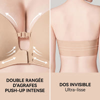Soutien-Gorge sans Bretelles Fermeture Devant Push-Up Rembourré