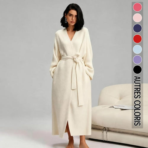 Robe de Chambre Polaire Femme Double Face Longue