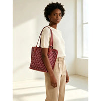 Sac tote bag femme cuir PU matelassé vert grand format – Bordeaux