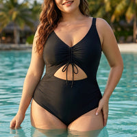 Une Pièce Maillot de Bain Grande Taille Amincissant Noir / 4XL Noir
