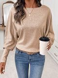 T-shirt femme manches chauve-souris col rond beige – Kaki