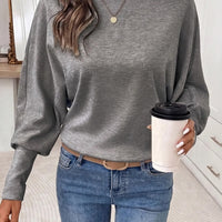 T-shirt femme manches chauve-souris col rond beige 4