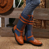 Bottes Mi-Mollet Lacées Talon Chunky