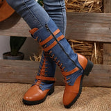 Bottes Mi-Mollet Lacées Talon Chunky