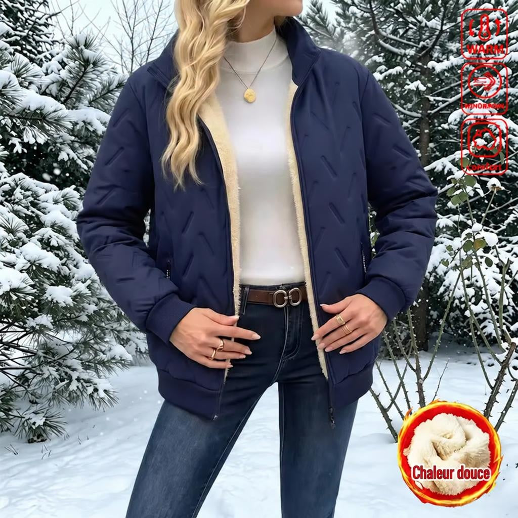 Veste Matelassée Femme Rose Col Montant Hiver