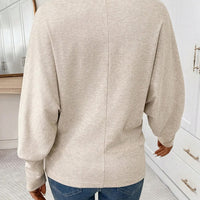T-shirt femme manches chauve-souris col rond beige 8