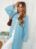 Women's long knit cardigan with open drape front – Bleu Ciel