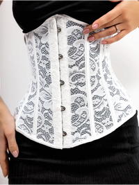 Corset Seins Nus Taille Fine Satin – Blanc givre