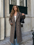 Manteau long femme coupe large style trench – Marron Café