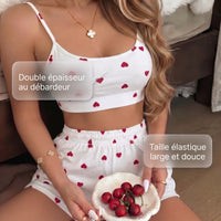 Ensemble Pyjama Débardeur et Short Motif Cœur