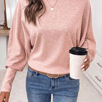 T-shirt femme manches chauve-souris col rond beige 6