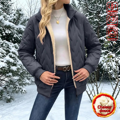 Veste Matelassée Femme Rose Col Montant Hiver