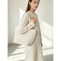 Sac tote bag femme cuir PU matelassé vert grand format 2