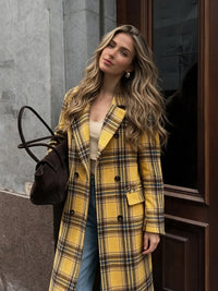 Manteau long femme coupe large style trench – Jaune