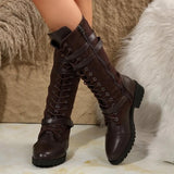 Bottes Mi-Mollet Lacées Talon Chunky