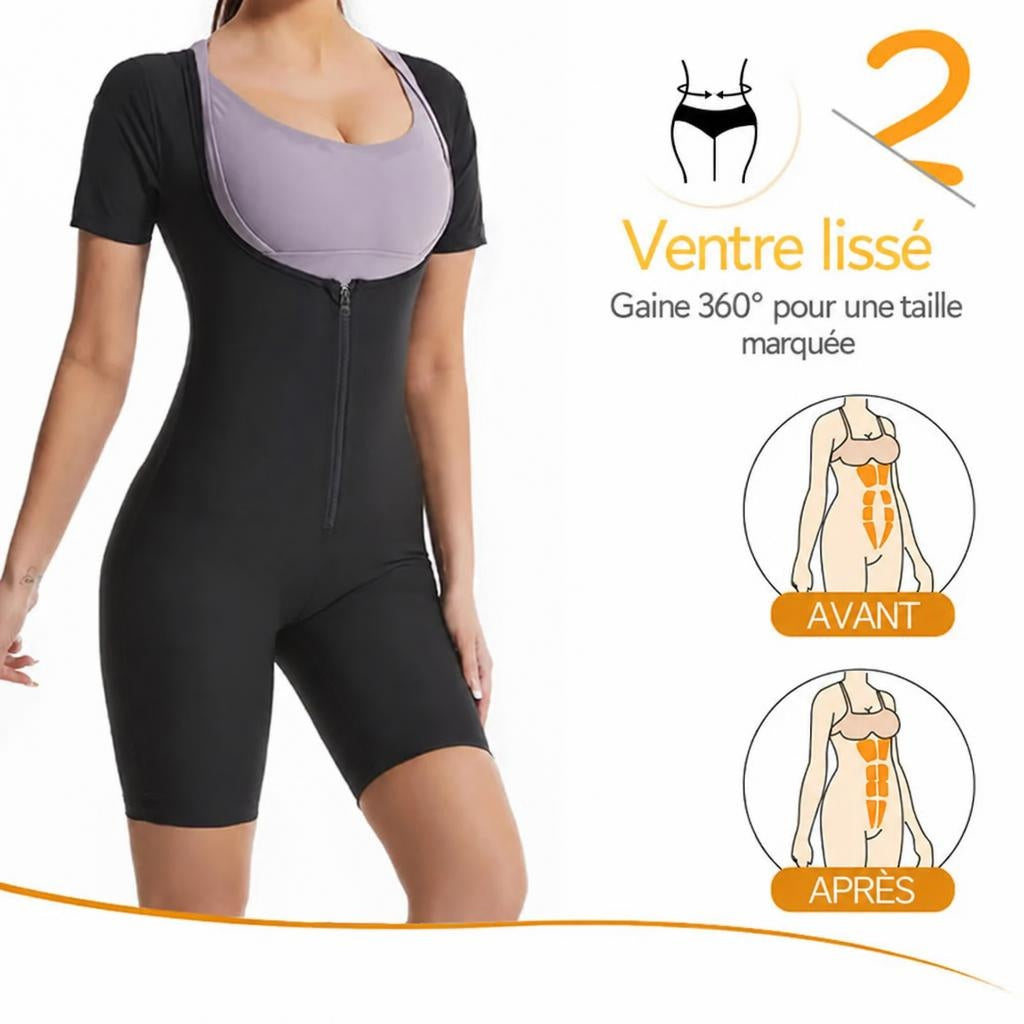 Combishort de Sudation Zippé Manches Courtes