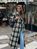 Manteau long femme coupe large style trench – Noir et Gris