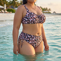 Maillot de Bain Grande Taille Amincissant 2 Pièces Léopard / L Léopard