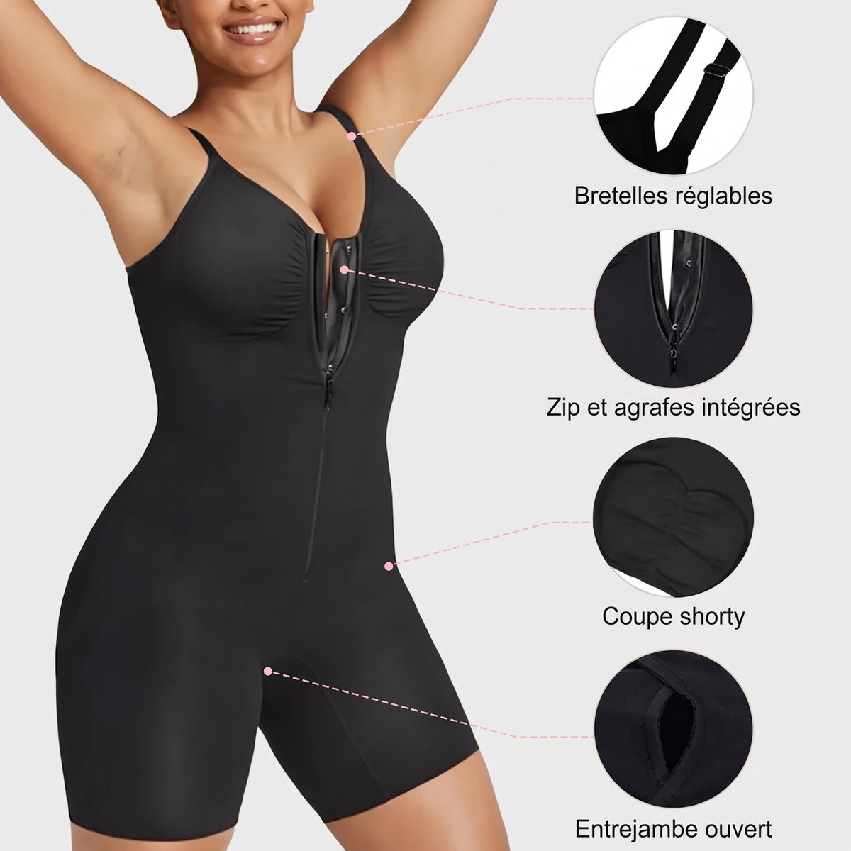 Combinaison Gainante Femme Fermeture Éclair Taille Fine