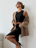 Ensemble deux pièces crop top sans manches côtelé et jupe midi 2