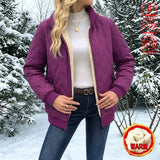 Veste matelassée femme rose col montant hiver – Violet