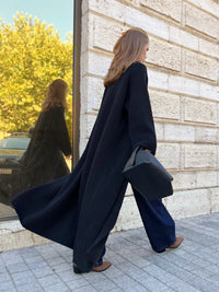 Women's long knit cardigan with open drape front 3
