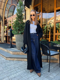 Women's long knit cardigan with open drape front 5