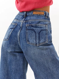 Jean large déchiré effet usé 5