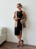 Ensemble deux pièces crop top sans manches côtelé et jupe midi 7