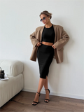 Ensemble deux pièces crop top sans manches côtelé et jupe midi 8