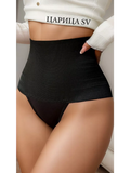 Culotte taille haute noire texturée effet côtelé 8