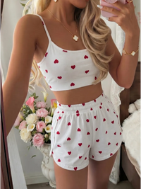 Ensemble pyjama débardeur et short motif cœur 9